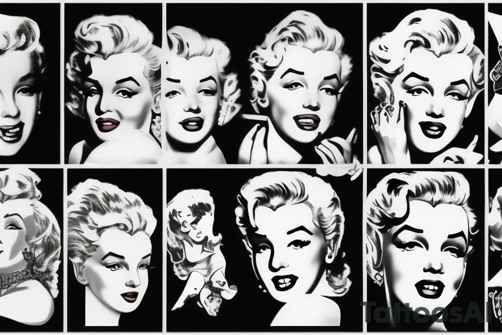 marylin monroe face blackwork style (more like 2) tattoo idea