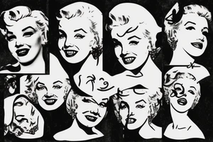marylin monroe face blackwork style (more like 2) tattoo idea