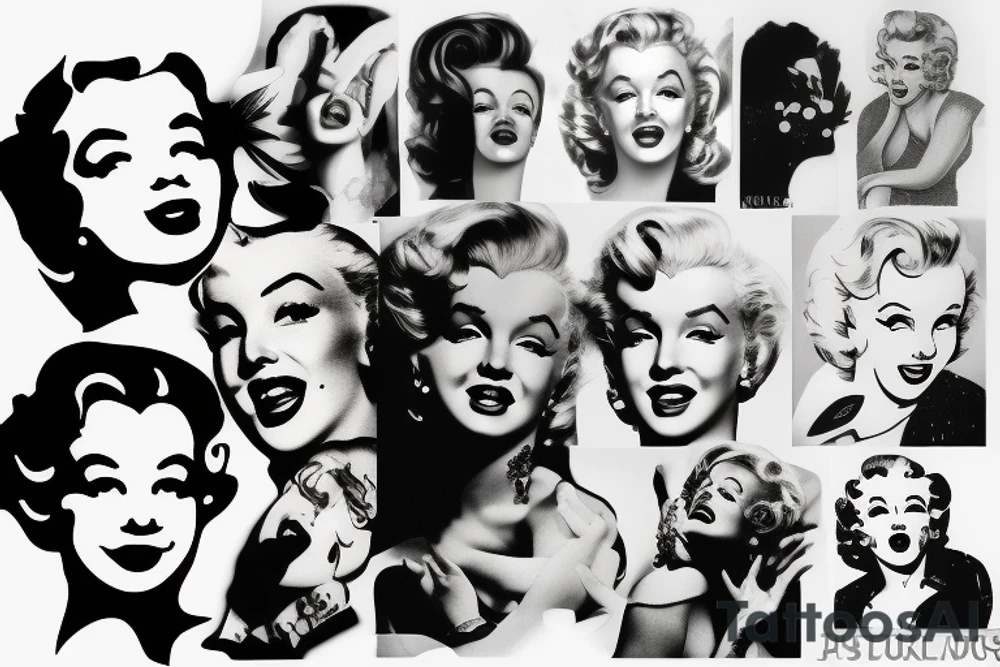 marylin monroe face blackwork style black background tattoo idea marylin monroe face blackwork style black background tattoo idea