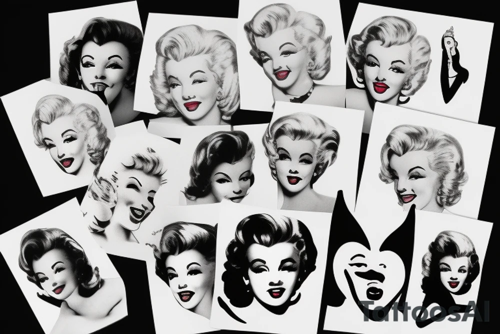 marylin monroe face blackwork style black background tattoo idea marylin monroe face blackwork style black background tattoo idea