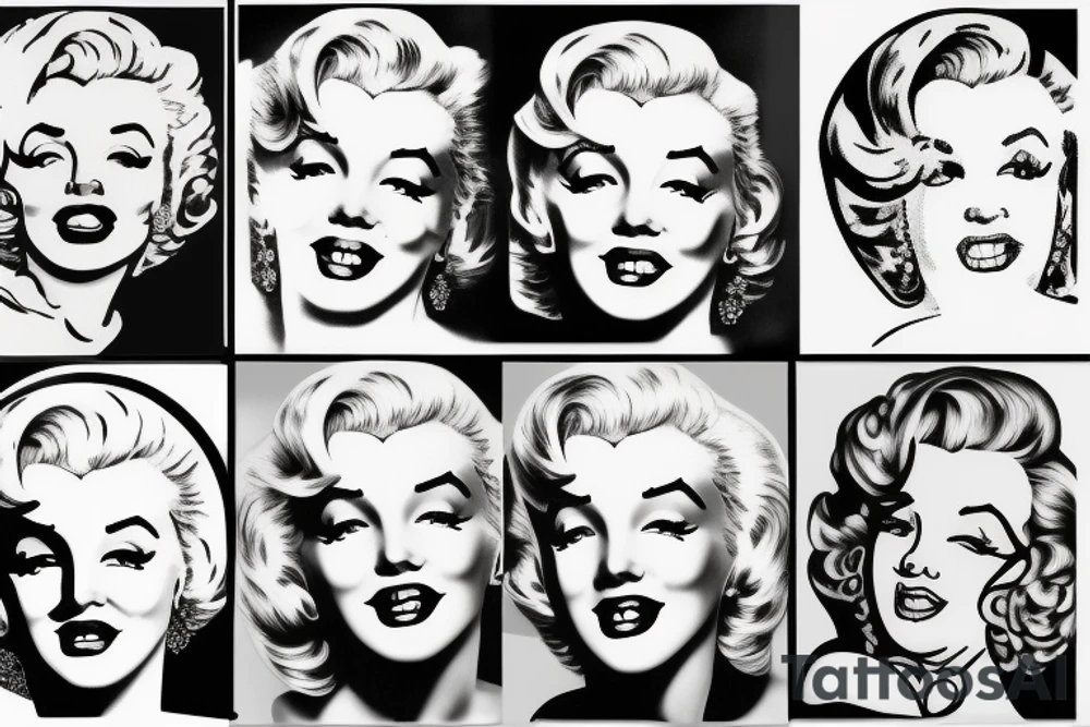 marylin monroe face blackwork style tattoo idea