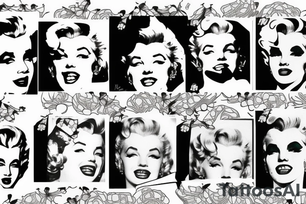 marylin monroe face blackwork style tattoo idea