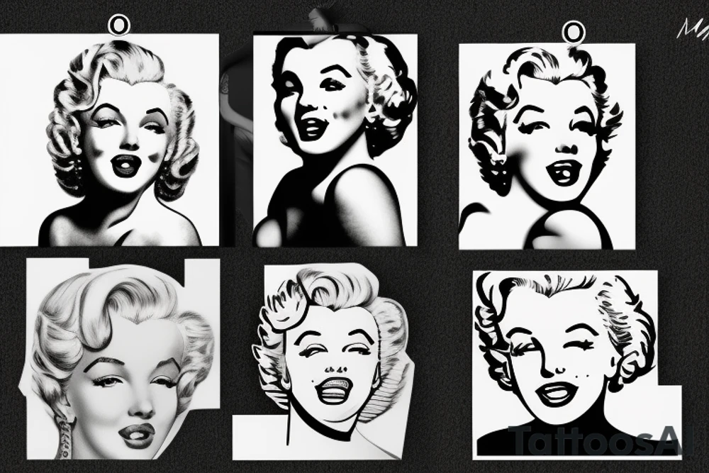 marylin monroe face blackwork style tattoo idea