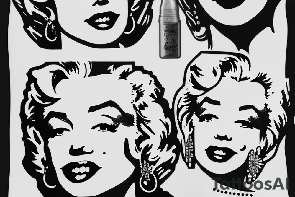 marylin monroe face blackwork style tattoo idea