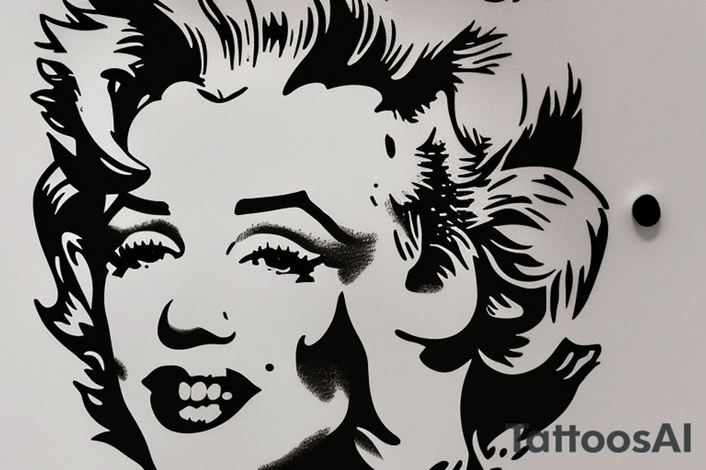 marylin monroe face blackwork style tattoo idea