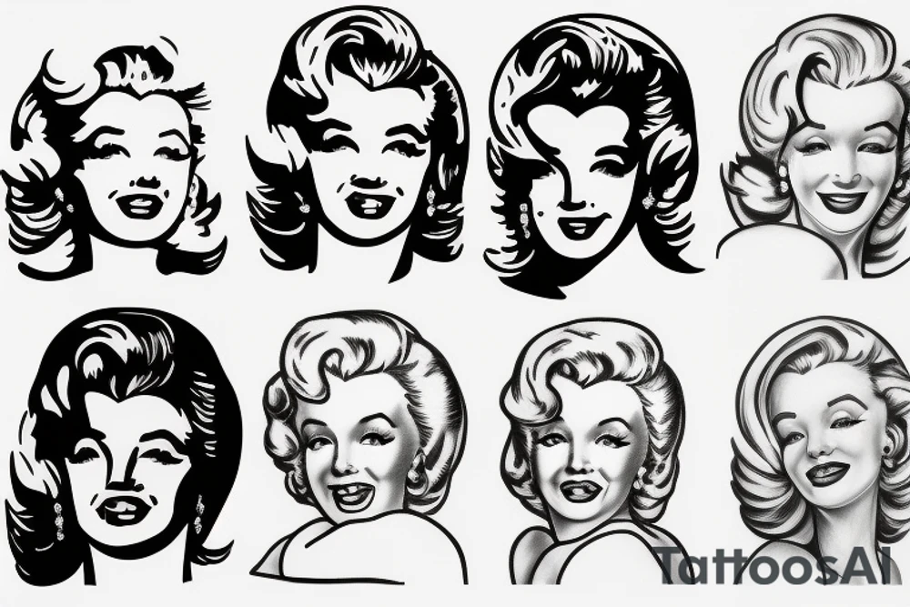 marylin monroe face blackwork style tattoo idea
