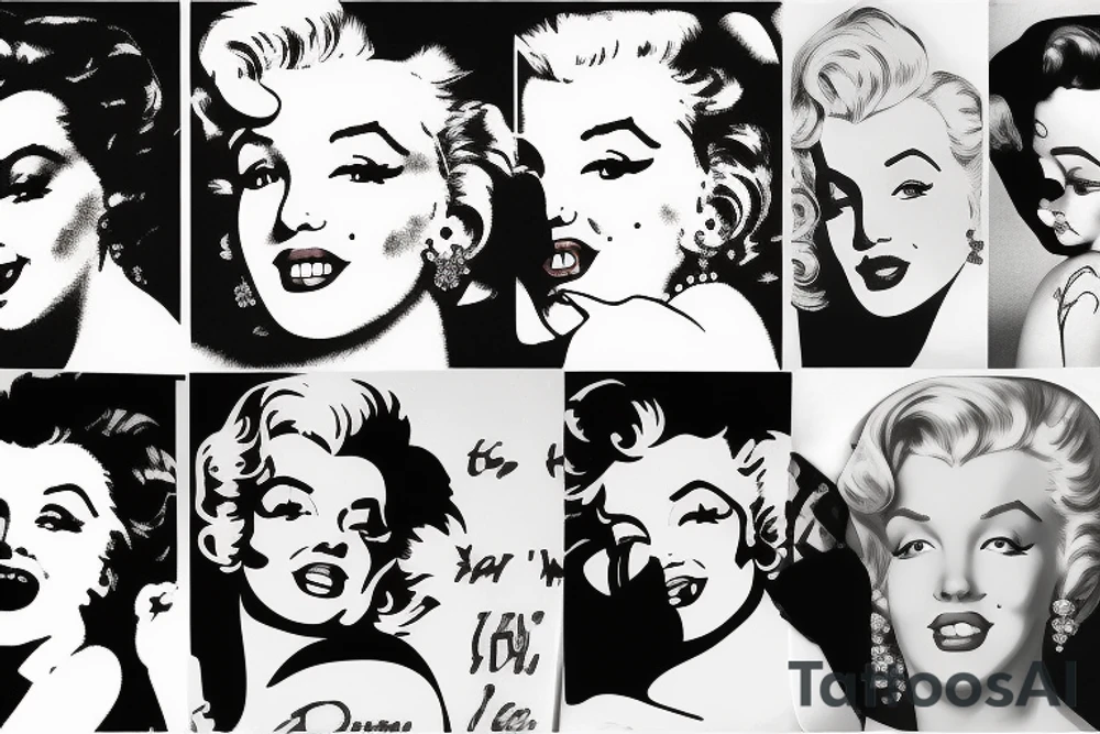 marylin monroe face blackwork style tattoo idea