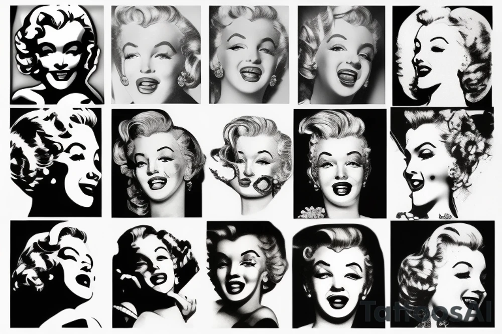 marylin monroe face blackwork style tattoo idea