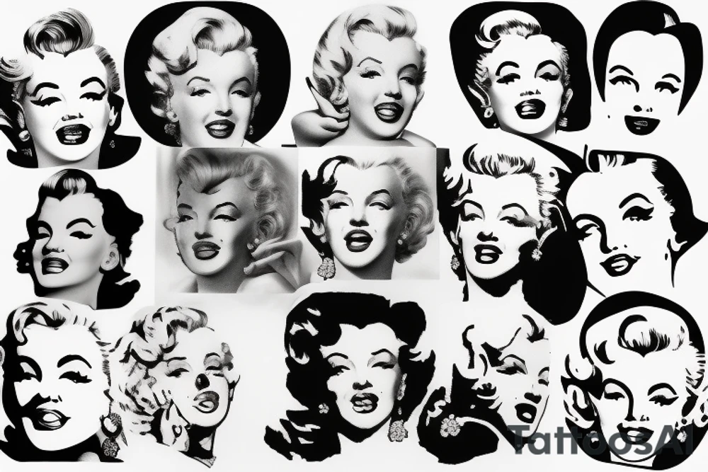 marylin monroe face blackwork style tattoo idea