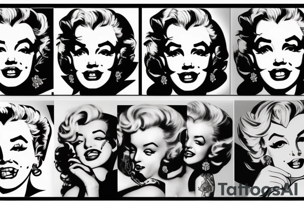 marylin monroe face blackwork style tattoo idea