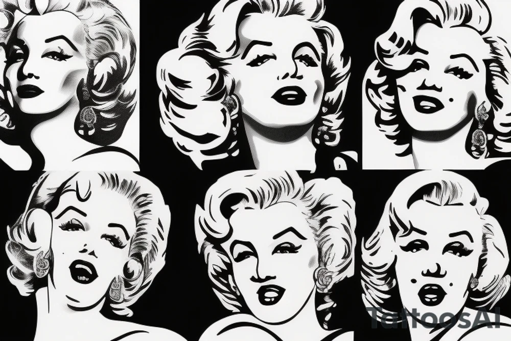 marylin monroe face blackwork style tattoo idea