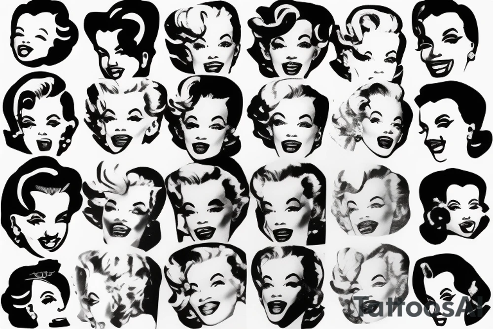 marylin monroe face blackwork style tattoo idea