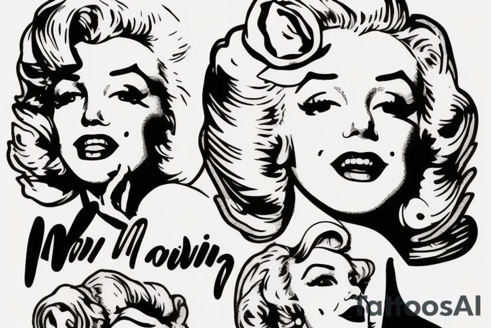 marylin monroe face blackwork style tattoo idea
