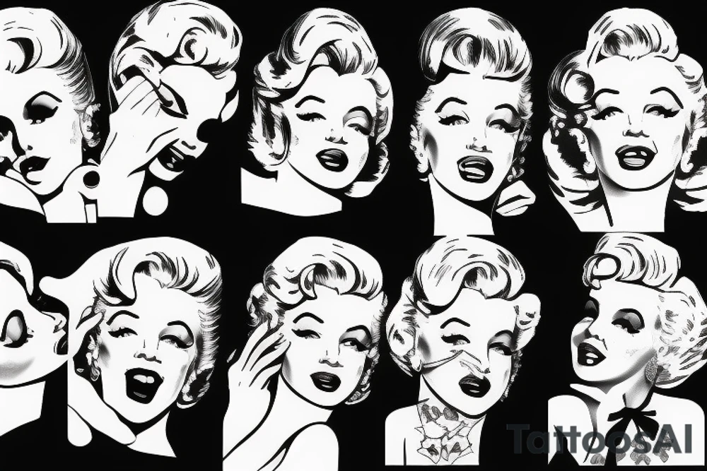 marylin monroe face blackwork style tattoo idea