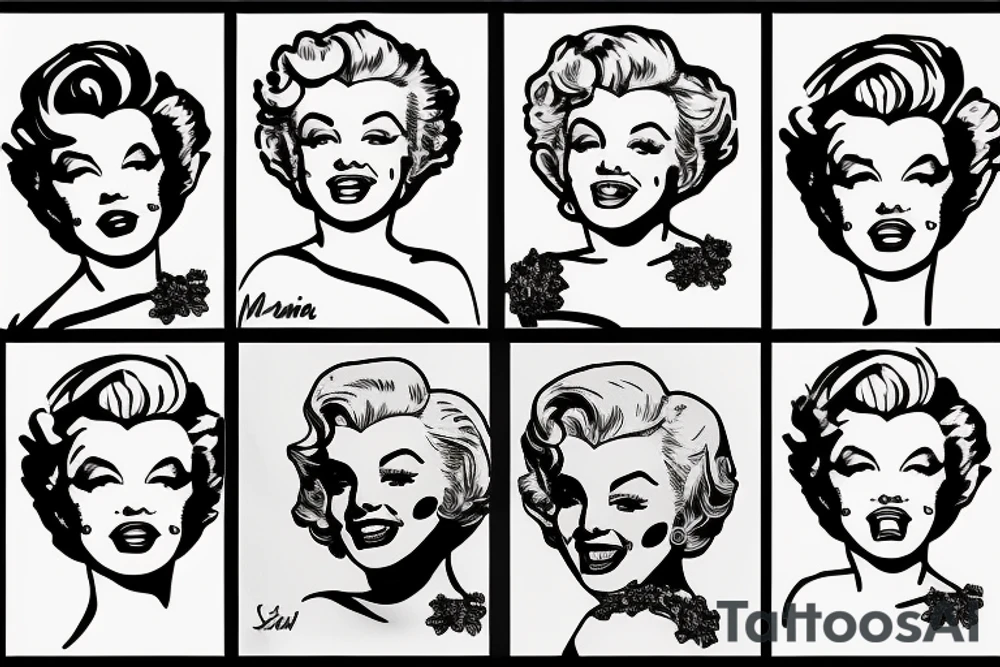 marylin monroe face blackwork style tattoo idea