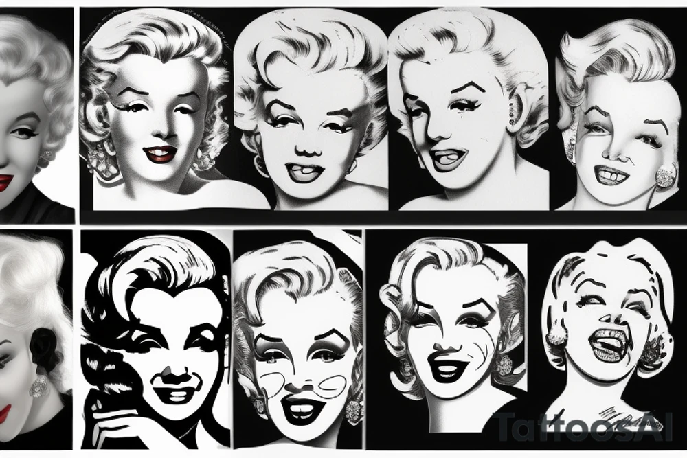 marylin monroe face blackwork style tattoo idea