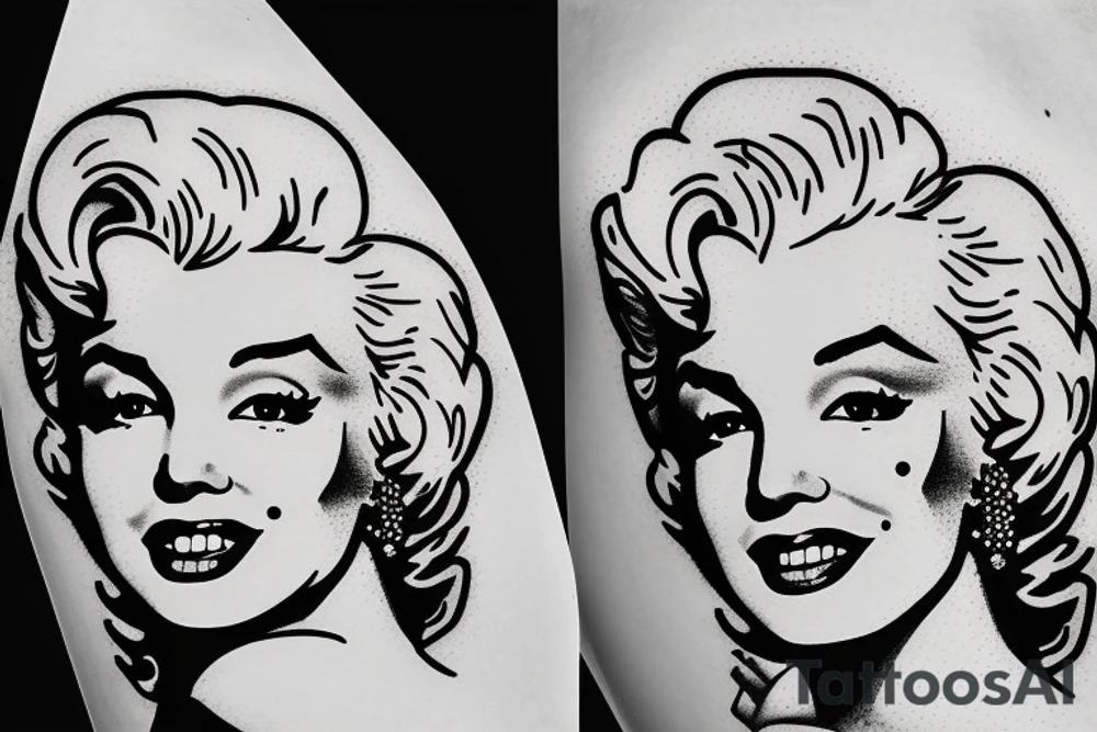 marylin monroe face blackwork style tattoo idea