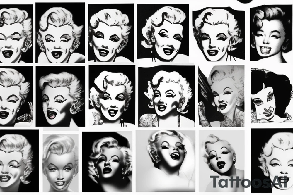 marylin monroe face blackwork style tattoo idea