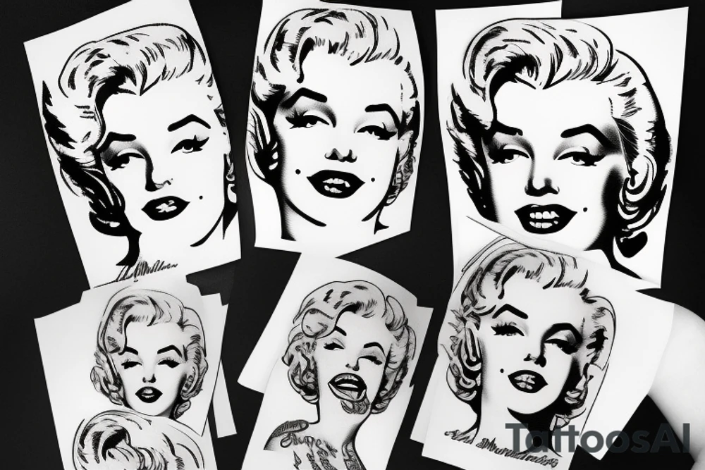 marylin monroe face blackwork style tattoo idea
