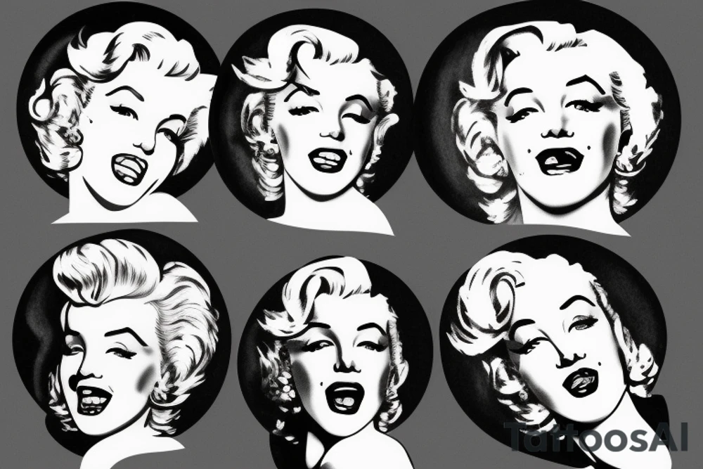 marylin monroe face blackwork style tattoo idea