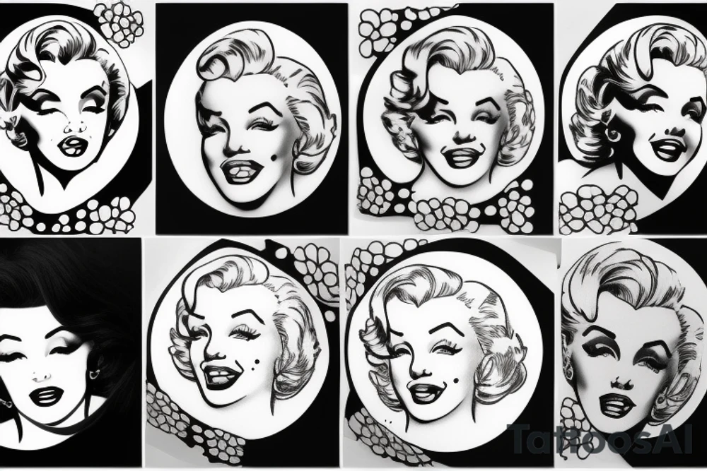 marylin monroe face blackwork style tattoo idea