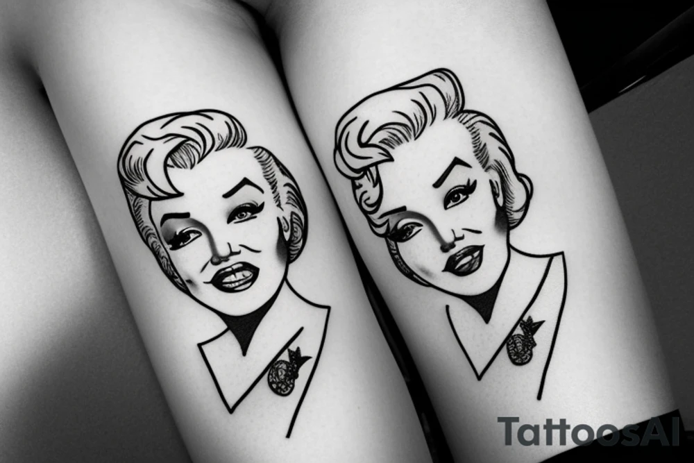marylin monroe face blackwork style tattoo idea