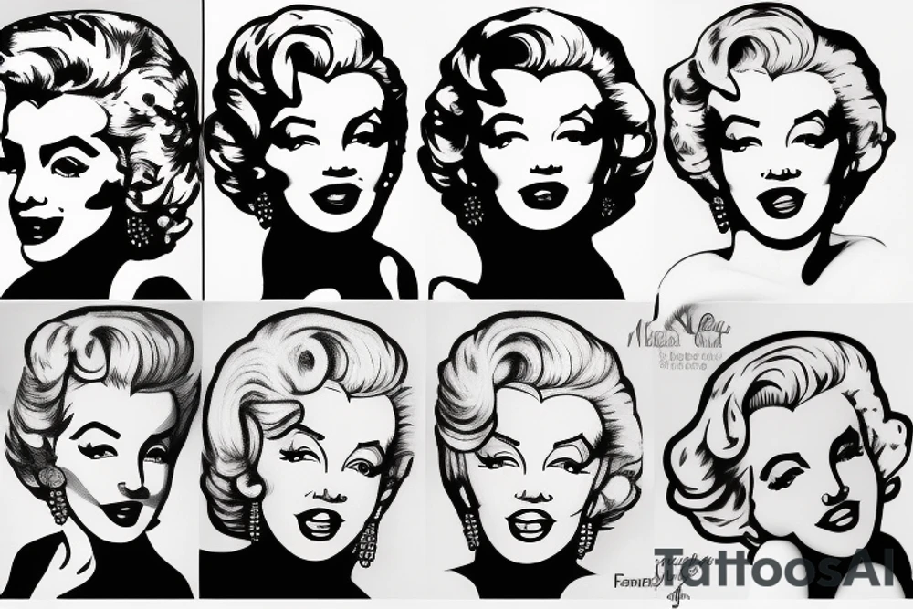 marylin monroe face blackwork style tattoo idea