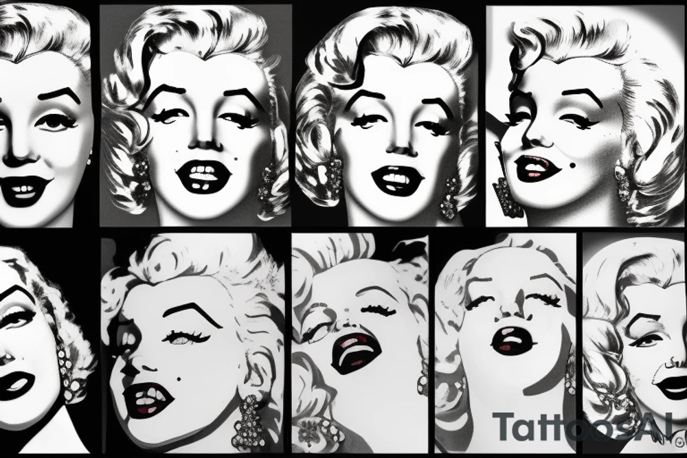 marylin monroe face blackwork style tattoo idea