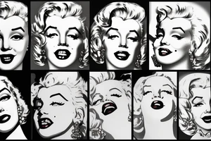 marylin monroe face blackwork style tattoo idea
