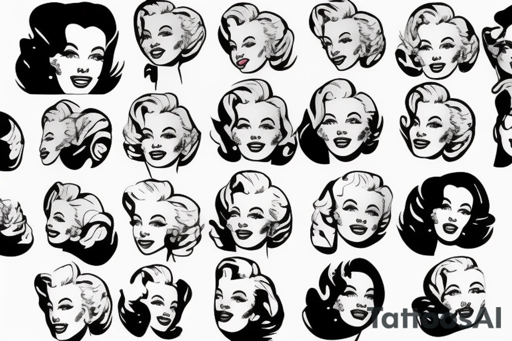 marylin monroe face blackwork style tattoo idea