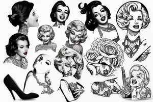 thug marylin monroe blackwork tattoo idea