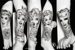 thug marylin monroe blackwork tattoo idea