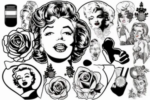 thug marylin monroe blackwork tattoo idea