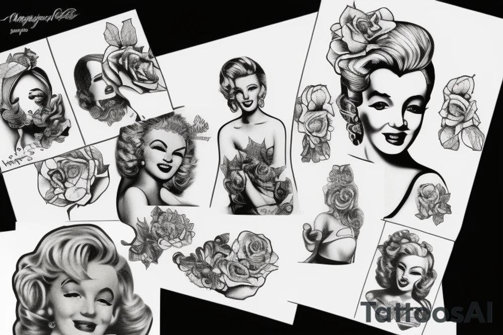 thug marylin monroe blackwork tattoo idea