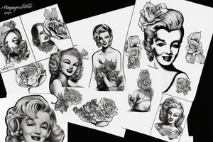 thug marylin monroe blackwork tattoo idea