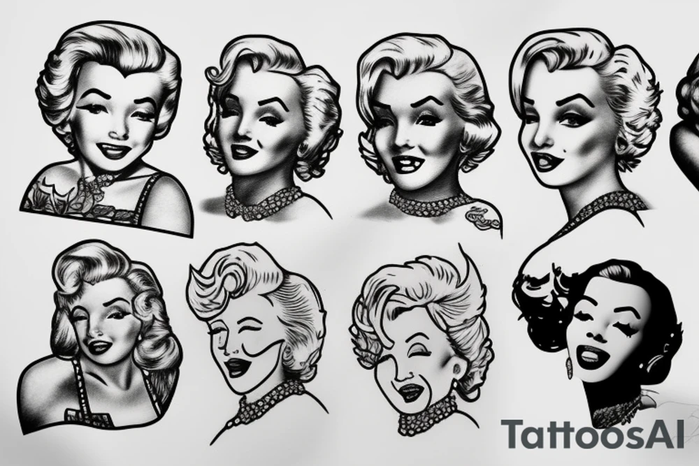 thug marylin monroe blackwork tattoo idea