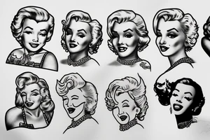 thug marylin monroe blackwork tattoo idea