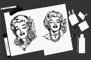 thug marylin monroe blackwork tattoo idea