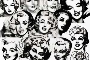 thug marylin monroe blackwork tattoo idea