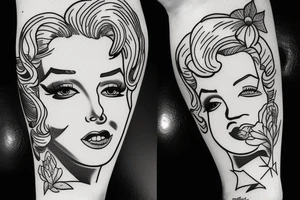 thug marylin monroe blackwork tattoo idea