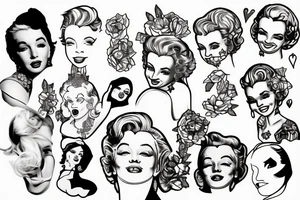 thug marylin monroe blackwork tattoo idea