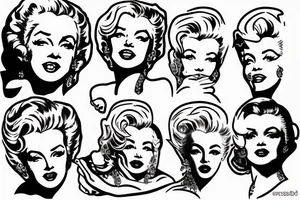 russian marylin monroe blackwork tattoo idea
