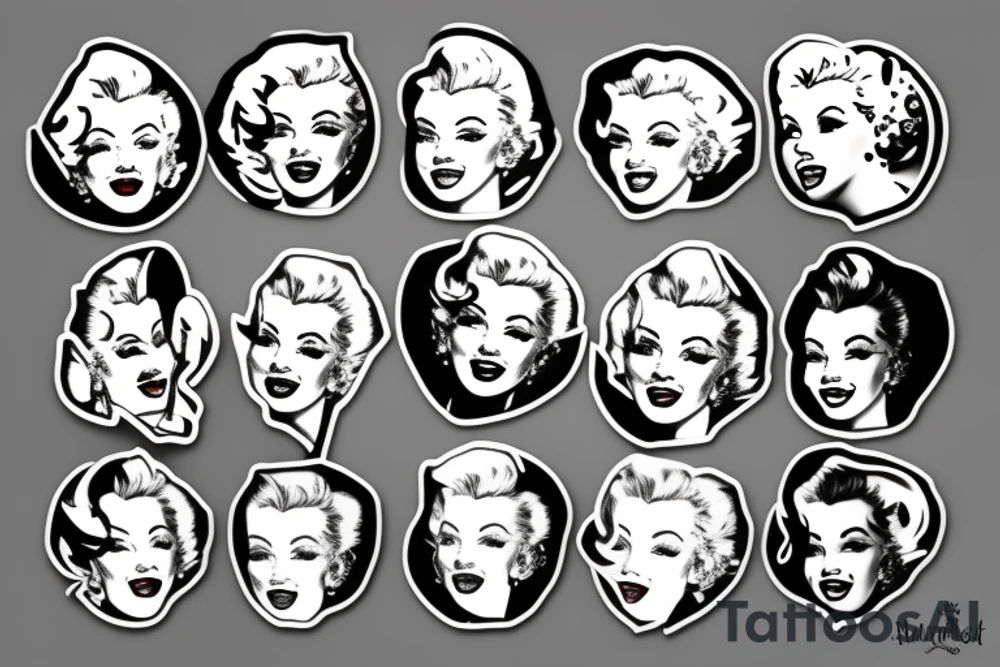 marylin monroe blackwork tattoo idea