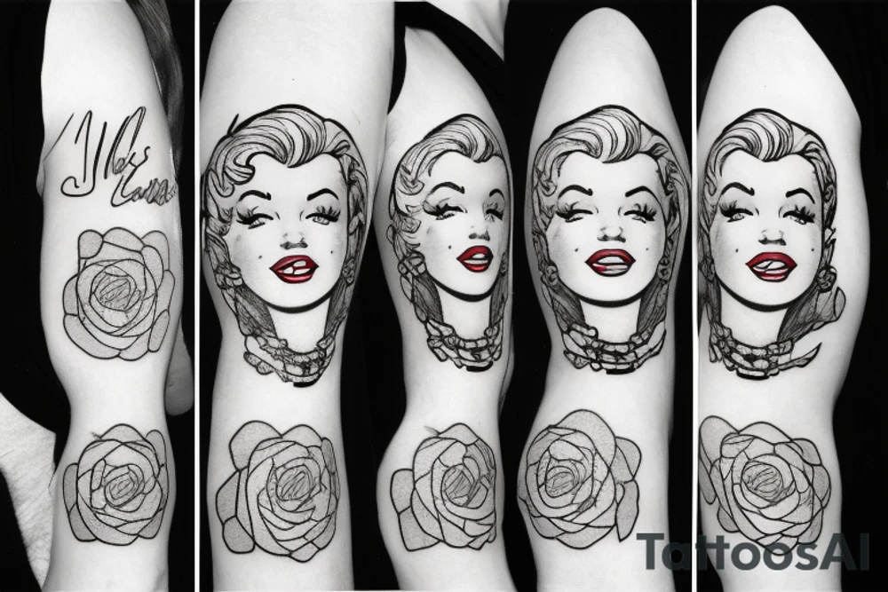 marylin monroe blackwork tattoo idea