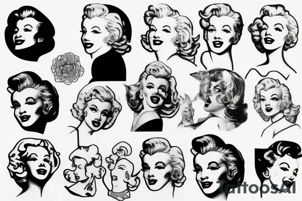 marylin monroe blackwork tattoo idea