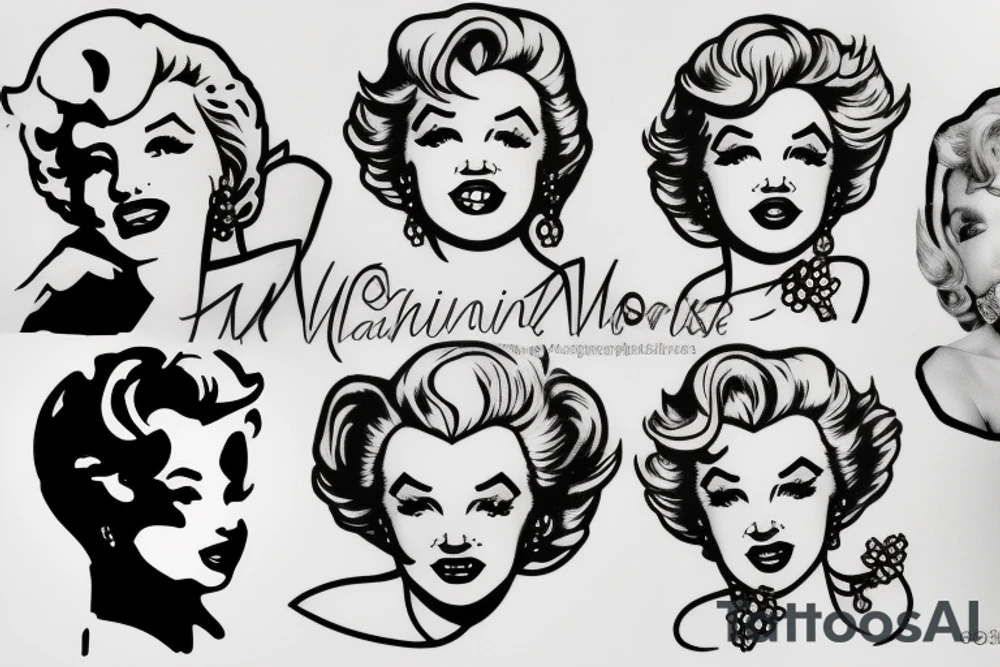 marylin monroe blackwork tattoo idea
