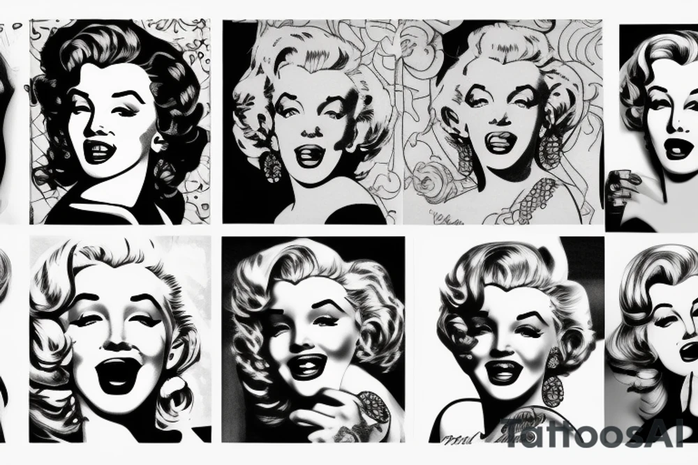 marylin monroe blackwork tattoo idea