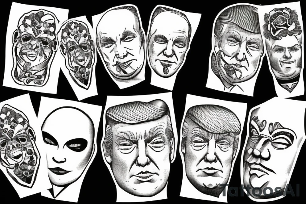 TRUMP FACE blackwork tattoo idea