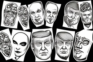 TRUMP FACE blackwork tattoo idea