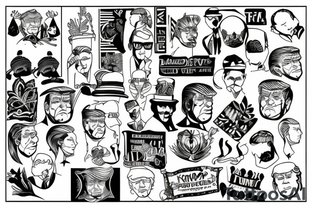 TRUMP FACE blackwork tattoo idea